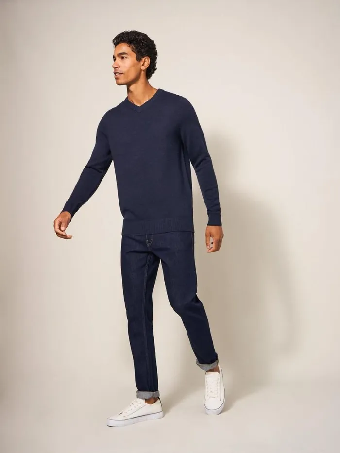 White Stuff KNITWEAR Newport Merino Vee Neck Dark Navy 8211 Men White Stuff KNITWEAR Newport Merino Vee Neck Dark Navy 8211 Men