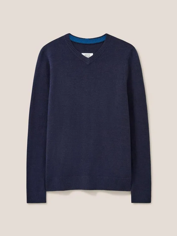 White Stuff KNITWEAR Newport Merino Vee Neck Dark Navy 8211 Men White Stuff KNITWEAR Newport Merino Vee Neck Dark Navy 8211 Men