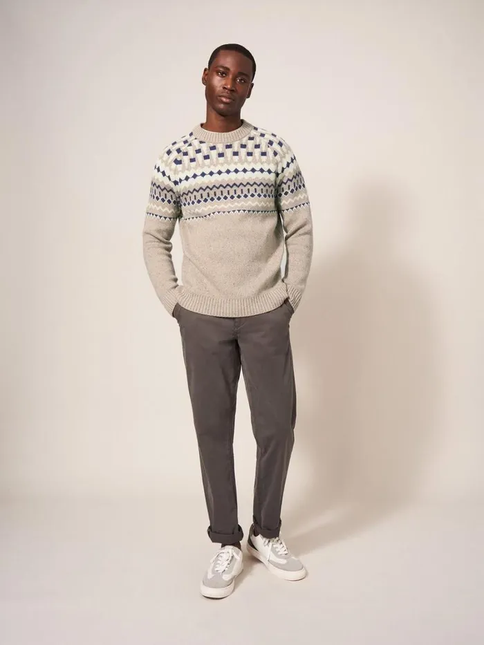 White Stuff KNITWEAR Nordic Yoke Fairisle Crew Dark Natural 8211 Men White Stuff KNITWEAR Nordic Yoke Fairisle Crew Dark Natural 8211 Men