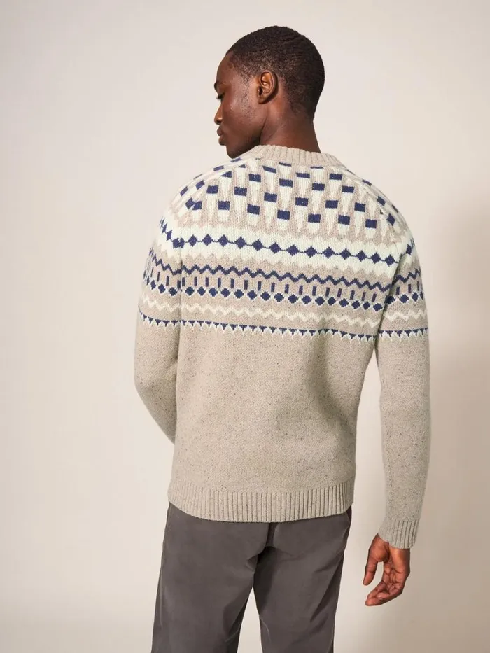 White Stuff KNITWEAR Nordic Yoke Fairisle Crew Dark Natural 8211 Men White Stuff KNITWEAR Nordic Yoke Fairisle Crew Dark Natural 8211 Men