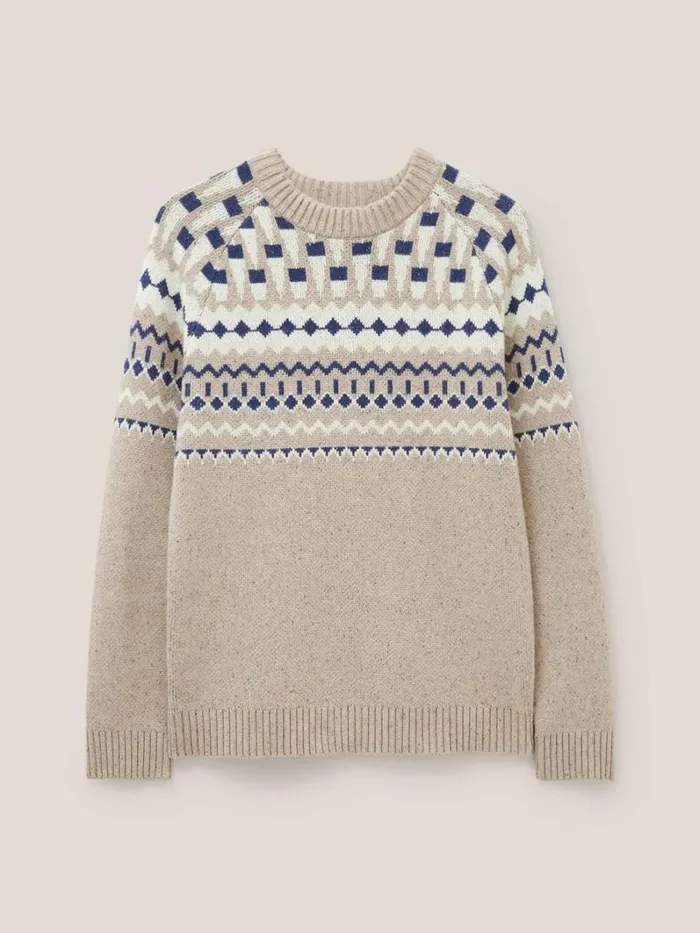 White Stuff KNITWEAR Nordic Yoke Fairisle Crew Dark Natural 8211 Men White Stuff KNITWEAR Nordic Yoke Fairisle Crew Dark Natural 8211 Men