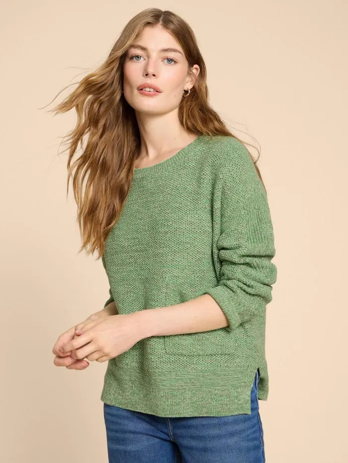 White Stuff KNITWEAR NORTHBANK CREW NECK JUMPER Mid Green 8211 Women White Stuff KNITWEAR NORTHBANK CREW NECK JUMPER Mid Green 8211 Women