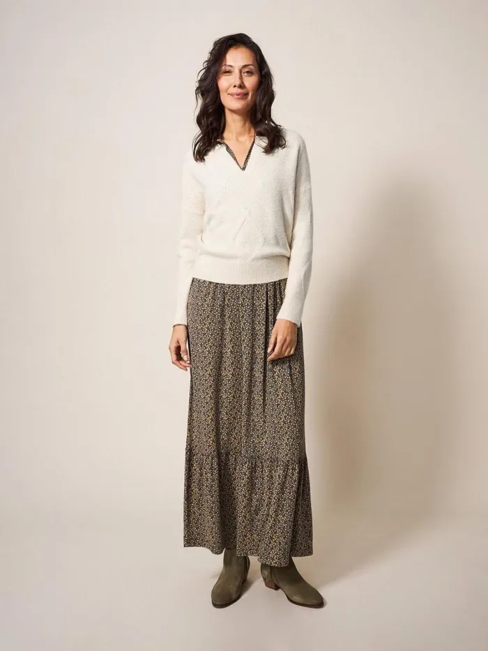 White Stuff KNITWEAR NOTCH NECK JUMPER Light Natural 8211 Women