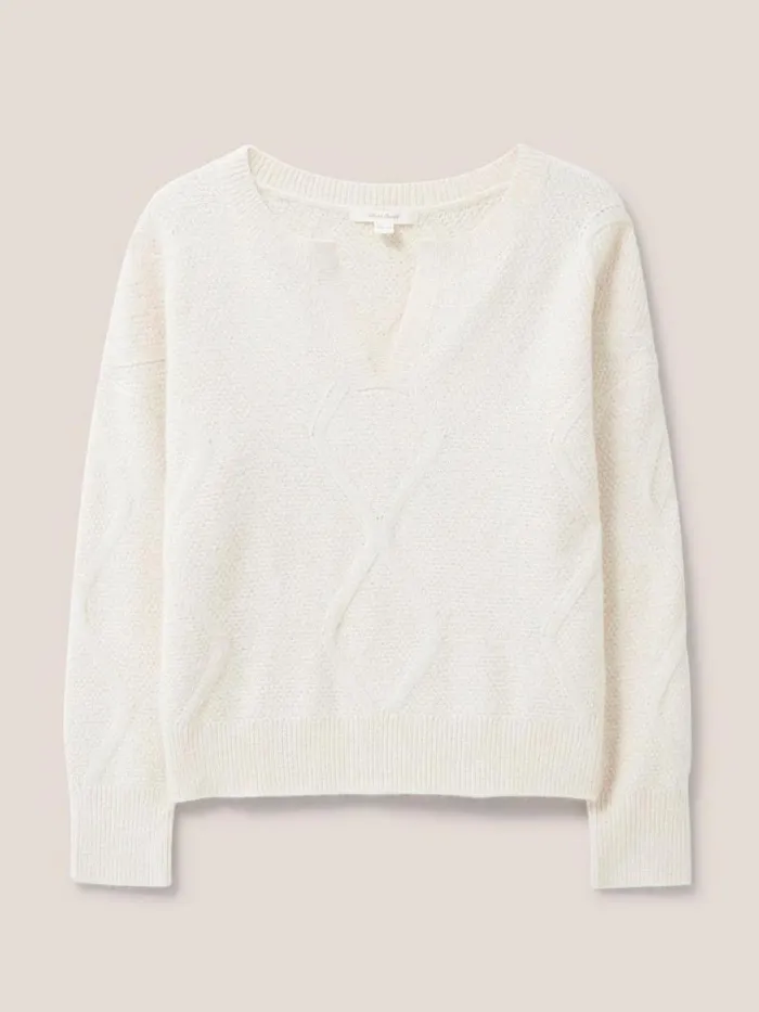 White Stuff KNITWEAR NOTCH NECK JUMPER Light Natural 8211 Women White Stuff KNITWEAR NOTCH NECK JUMPER Light Natural 8211 Women