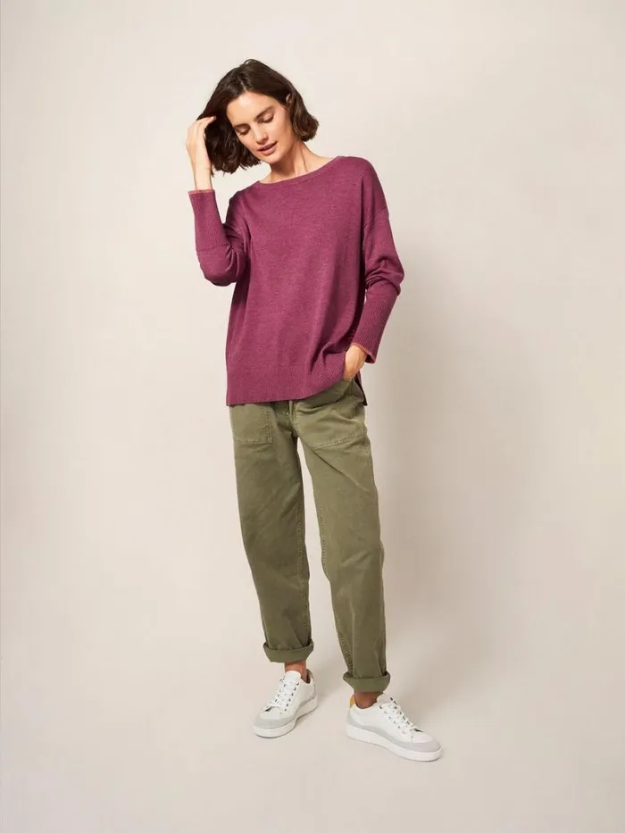 White Stuff KNITWEAR Olive Crew Neck Jumper Bright Pink 8211 Women
