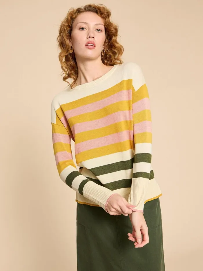 White Stuff KNITWEAR OLIVE STRIPE KNITTED JUMPER Natural Multi 8211 Women White Stuff KNITWEAR OLIVE STRIPE KNITTED JUMPER Natural Multi 8211 Women