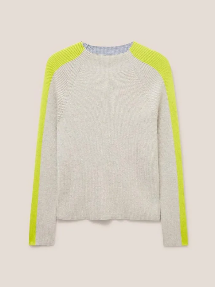 White Stuff KNITWEAR POP RIB HIGH NECK JUMPER Natural Multi 8211 Women White Stuff KNITWEAR POP RIB HIGH NECK JUMPER Natural Multi 8211 Women