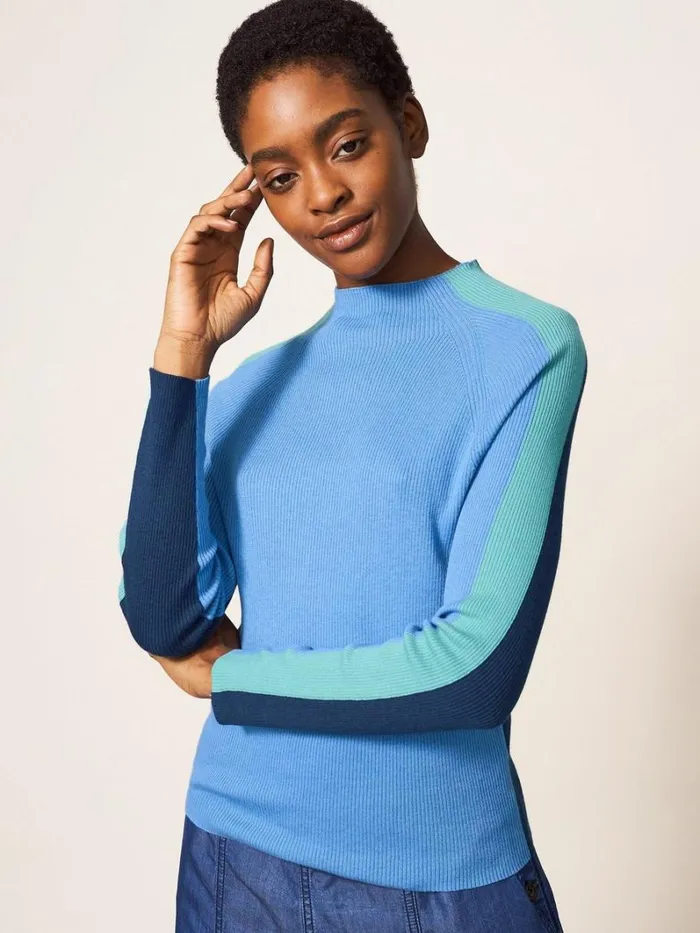White Stuff KNITWEAR POP RIB JUMPER Blue Multi 8211 Women White Stuff KNITWEAR POP RIB JUMPER Blue Multi 8211 Women