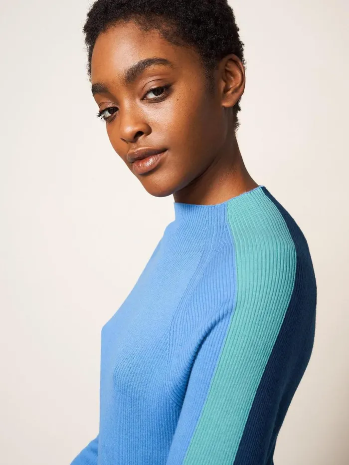 White Stuff KNITWEAR POP RIB JUMPER Blue Multi 8211 Women White Stuff KNITWEAR POP RIB JUMPER Blue Multi 8211 Women