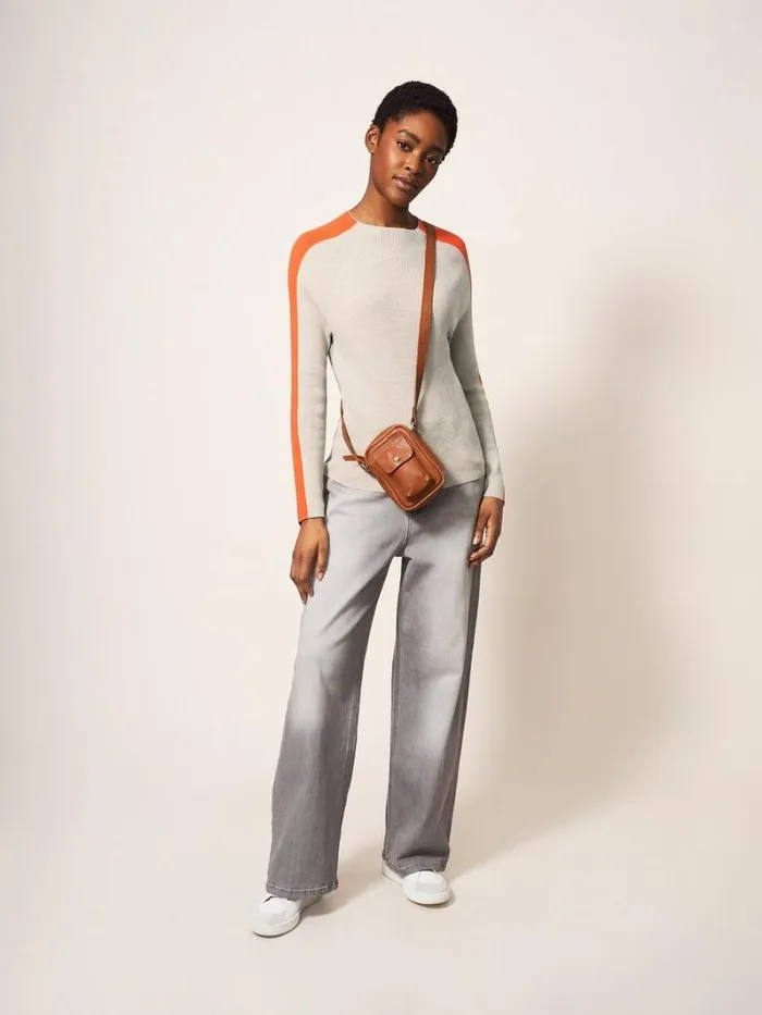 White Stuff KNITWEAR POP RIB JUMPER Natural Multi 8211 Women