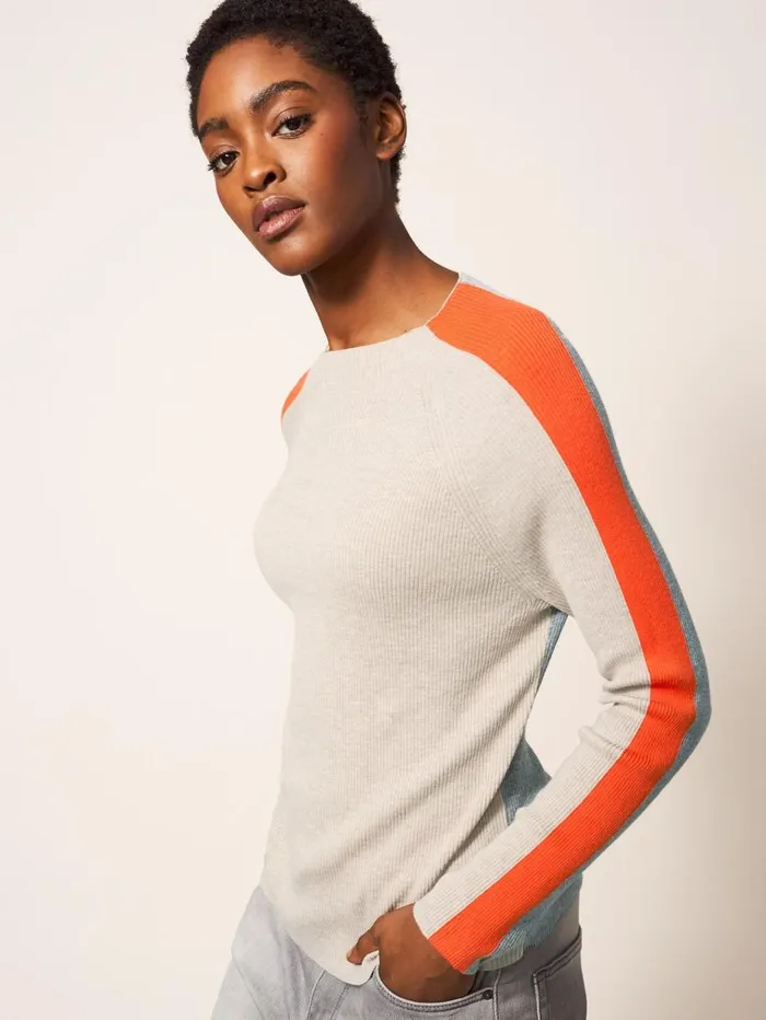 White Stuff KNITWEAR POP RIB JUMPER Natural Multi 8211 Women White Stuff KNITWEAR POP RIB JUMPER Natural Multi 8211 Women