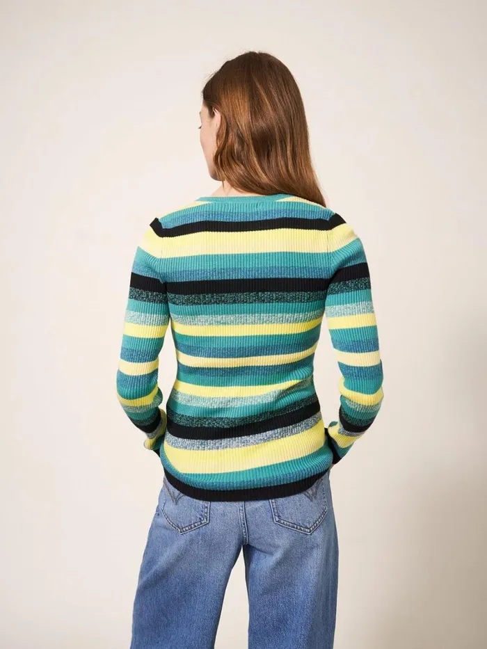 White Stuff KNITWEAR RIBBED JUMPER Teal Multi 8211 Women White Stuff KNITWEAR RIBBED JUMPER Teal Multi 8211 Women