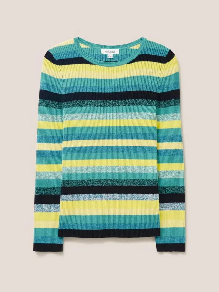 White Stuff KNITWEAR RIBBED JUMPER Teal Multi 8211 Women White Stuff KNITWEAR RIBBED JUMPER Teal Multi 8211 Women