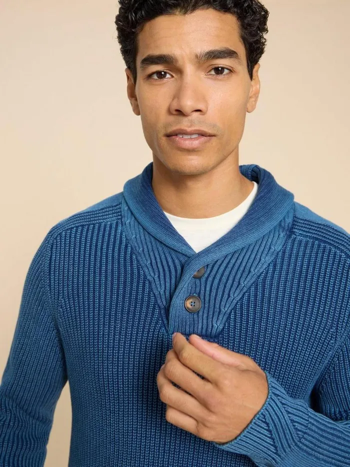 White Stuff KNITWEAR Ribbed Shawl Neck Jumper Dark Navy 8211 Men White Stuff KNITWEAR Ribbed Shawl Neck Jumper Dark Navy 8211 Men