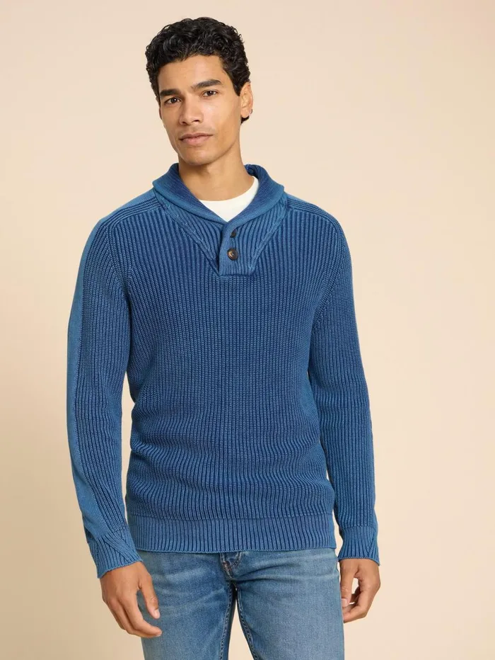 White Stuff KNITWEAR Ribbed Shawl Neck Jumper Dark Navy 8211 Men White Stuff KNITWEAR Ribbed Shawl Neck Jumper Dark Navy 8211 Men