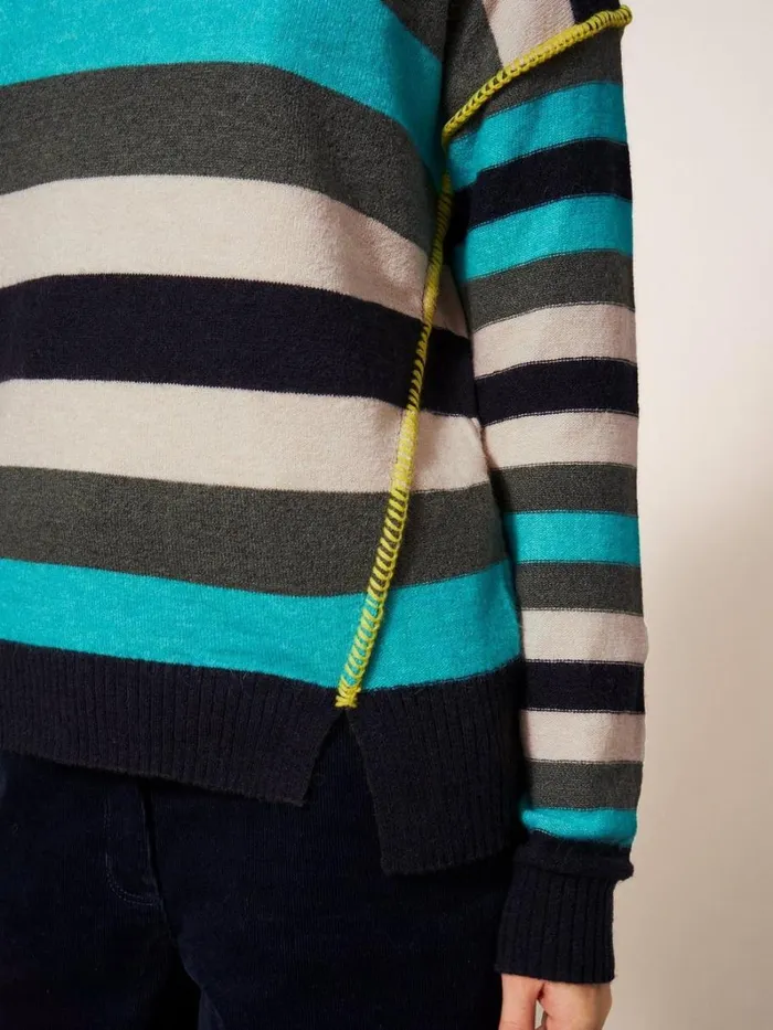 White Stuff KNITWEAR RIPPLE KNITTED CREW NECK JUMPER Blue Multi 8211 Women White Stuff KNITWEAR RIPPLE KNITTED CREW NECK JUMPER Blue Multi 8211 Women