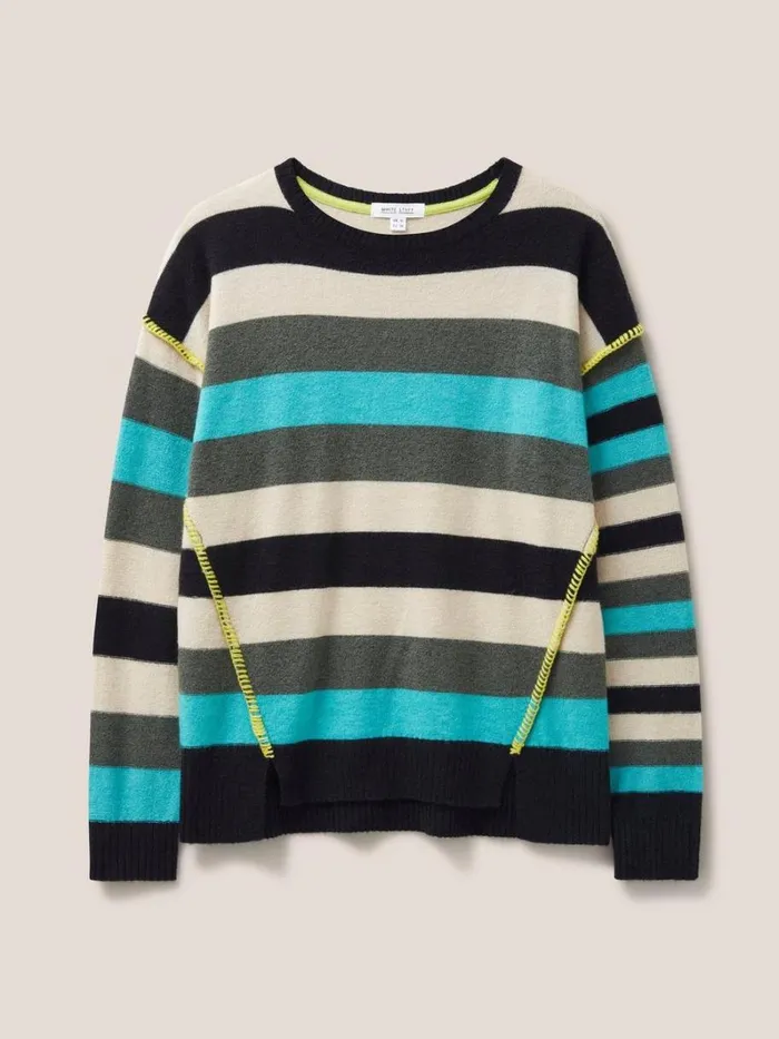 White Stuff KNITWEAR RIPPLE KNITTED CREW NECK JUMPER Blue Multi 8211 Women White Stuff KNITWEAR RIPPLE KNITTED CREW NECK JUMPER Blue Multi 8211 Women