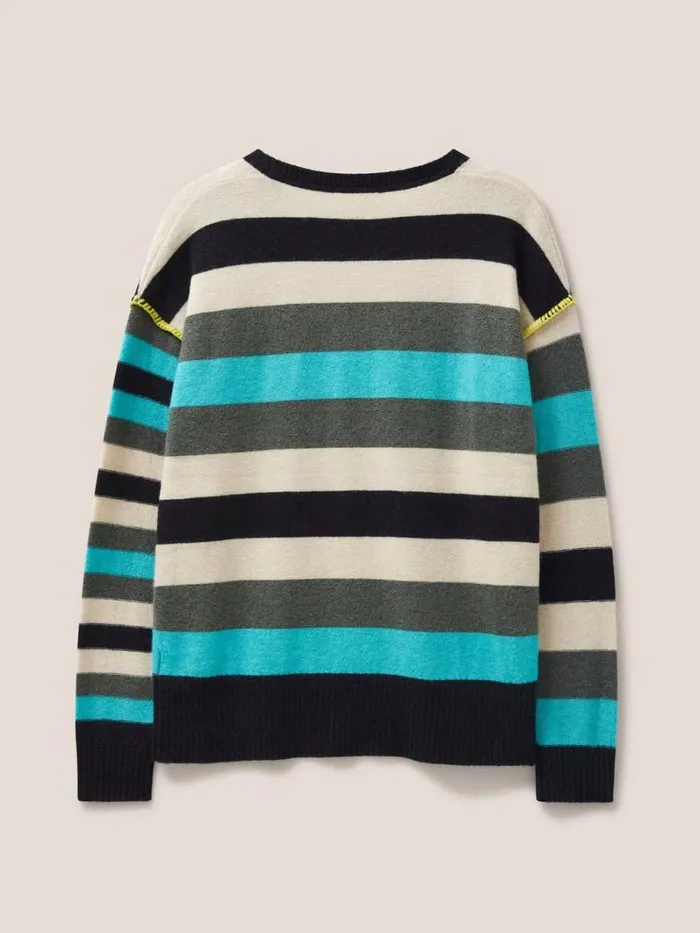 White Stuff KNITWEAR RIPPLE KNITTED CREW NECK JUMPER Blue Multi 8211 Women White Stuff KNITWEAR RIPPLE KNITTED CREW NECK JUMPER Blue Multi 8211 Women