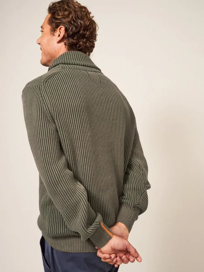 White Stuff KNITWEAR Shawl Neck Rib Jumper Dark Green 8211 Men White Stuff KNITWEAR Shawl Neck Rib Jumper Dark Green 8211 Men