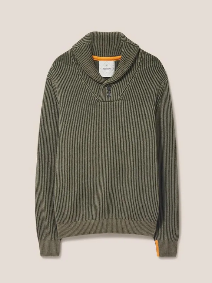 White Stuff KNITWEAR Shawl Neck Rib Jumper Dark Green 8211 Men White Stuff KNITWEAR Shawl Neck Rib Jumper Dark Green 8211 Men