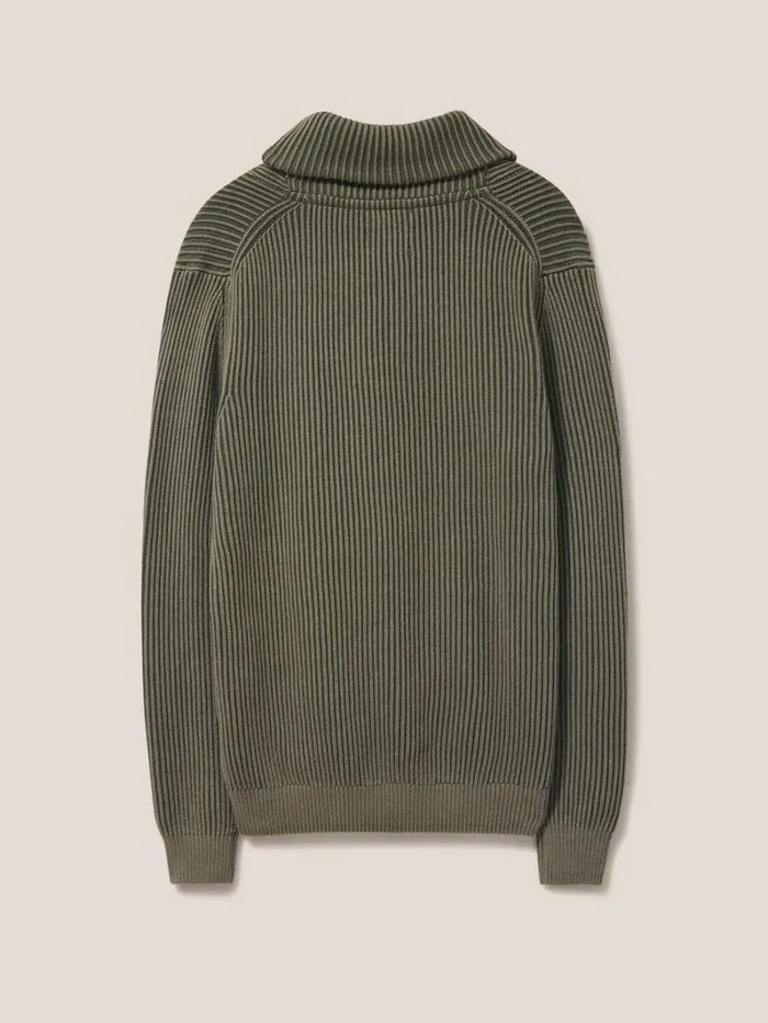 White Stuff KNITWEAR Shawl Neck Rib Jumper Dark Green 8211 Men White Stuff KNITWEAR Shawl Neck Rib Jumper Dark Green 8211 Men