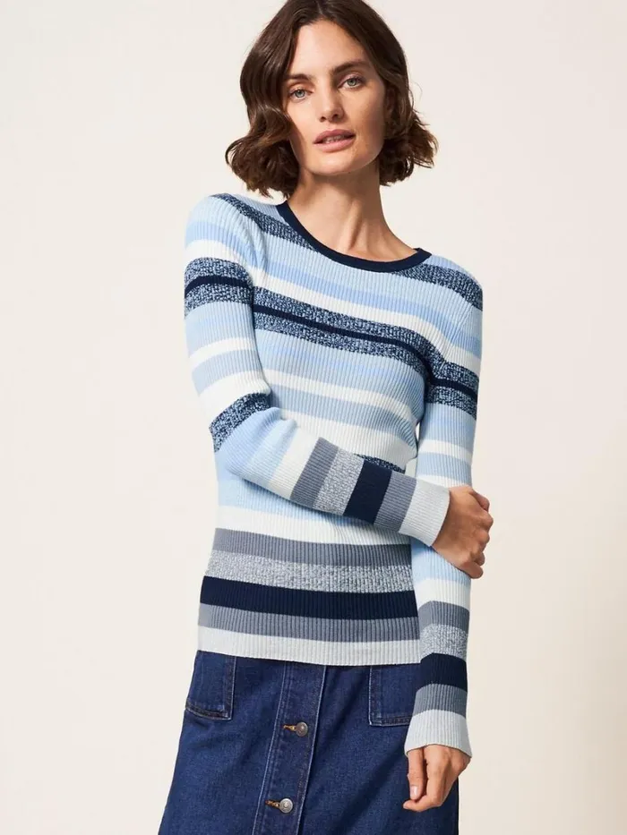 White Stuff KNITWEAR SKINNY RIBBED JUMPER Blue Multi 8211 Women White Stuff KNITWEAR SKINNY RIBBED JUMPER Blue Multi 8211 Women
