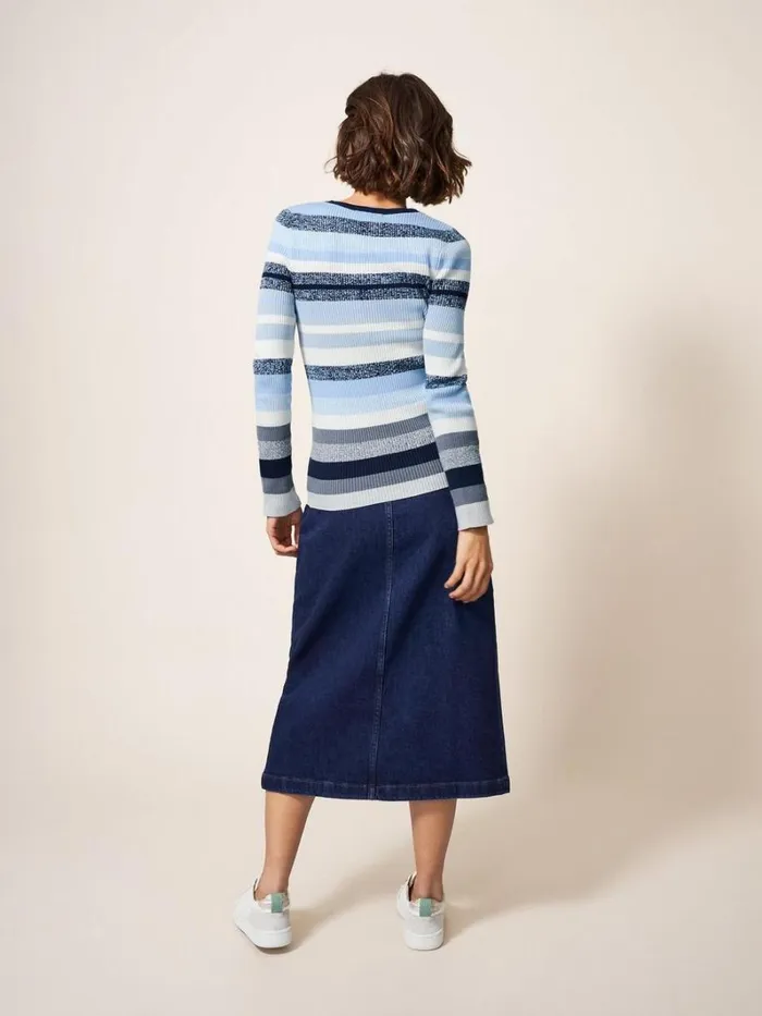 White Stuff KNITWEAR SKINNY RIBBED JUMPER Blue Multi 8211 Women White Stuff KNITWEAR SKINNY RIBBED JUMPER Blue Multi 8211 Women