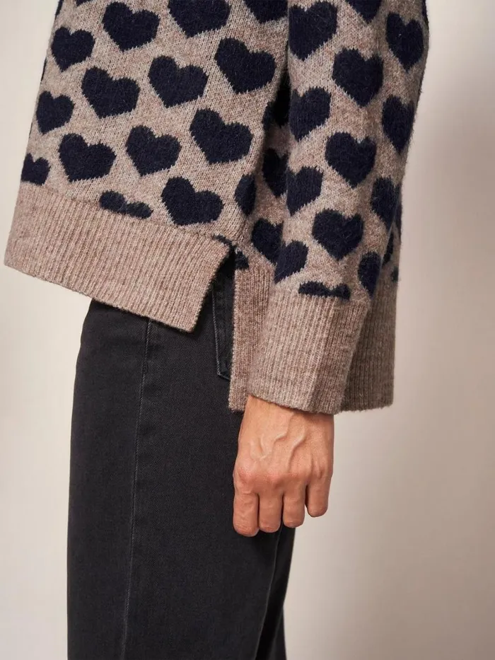 White Stuff KNITWEAR TONAL HEARTS CARDI Natural Multi 8211 Women White Stuff KNITWEAR TONAL HEARTS CARDI Natural Multi 8211 Women
