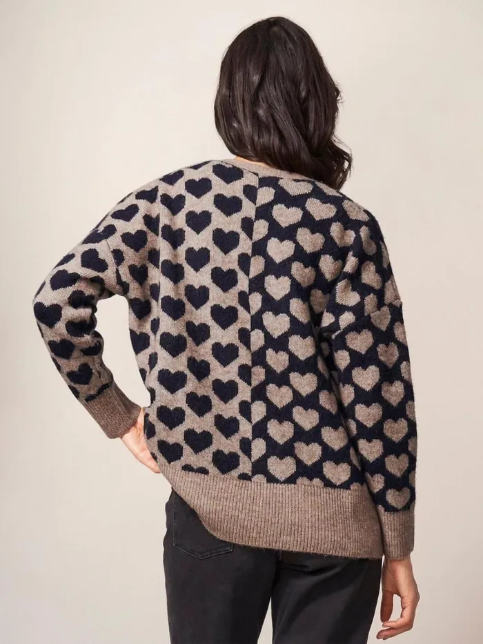 White Stuff KNITWEAR TONAL HEARTS CARDI Natural Multi 8211 Women White Stuff KNITWEAR TONAL HEARTS CARDI Natural Multi 8211 Women