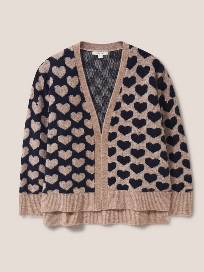 White Stuff KNITWEAR TONAL HEARTS CARDI Natural Multi 8211 Women White Stuff KNITWEAR TONAL HEARTS CARDI Natural Multi 8211 Women
