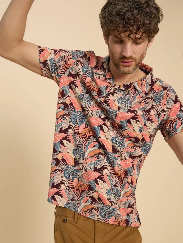 White Stuff POLO SHIRTS Floral Printed Polo Plum Purple Print 8211 Men White Stuff POLO SHIRTS Floral Printed Polo Plum Purple Print 8211 Men