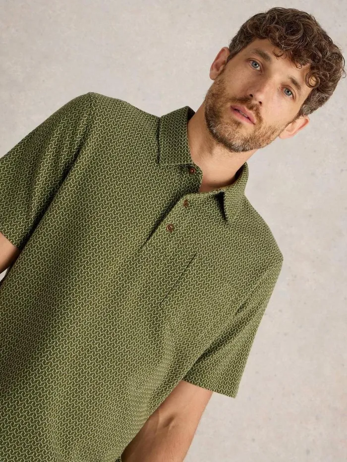 White Stuff POLO SHIRTS Jacquard Polo Khaki Green 8211 Men White Stuff POLO SHIRTS Jacquard Polo Khaki Green 8211 Men