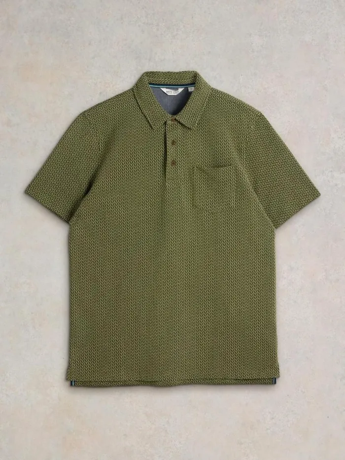 White Stuff POLO SHIRTS Jacquard Polo Khaki Green 8211 Men White Stuff POLO SHIRTS Jacquard Polo Khaki Green 8211 Men