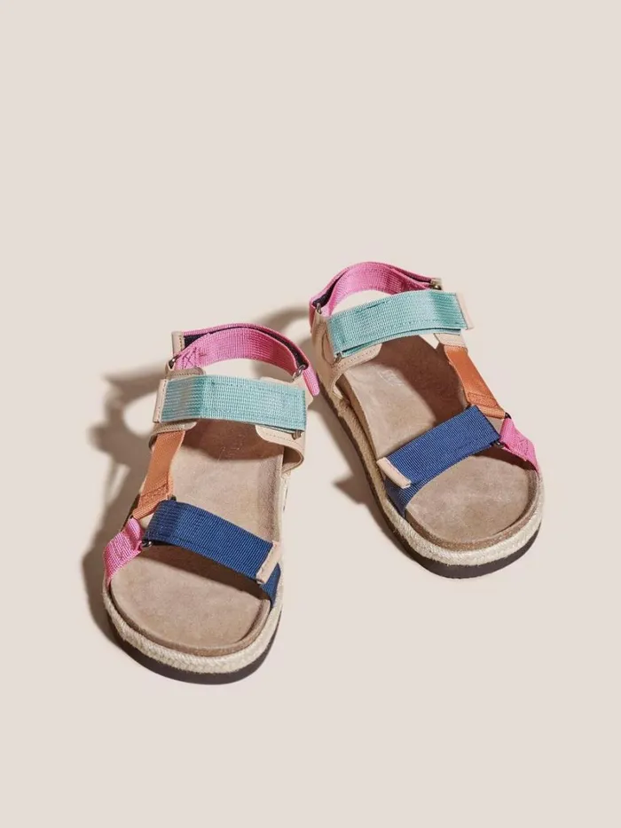 White Stuff SANDALS COLOURBLOCK TREK FOOTBED Black Multi 8211 Women