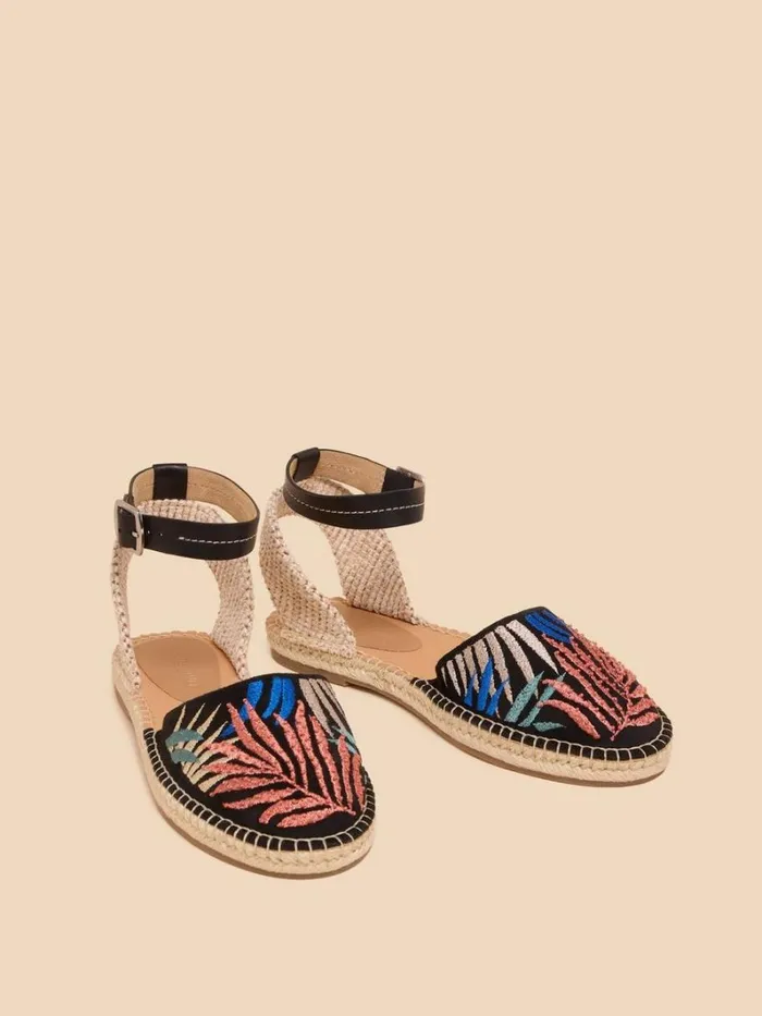 White Stuff SANDALS Honeysuckle Leaf Espadrille Black Multi 8211 Women