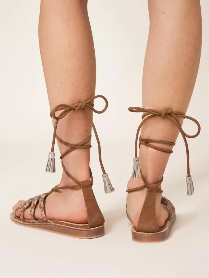 White Stuff SANDALS Plaited Leather Sandal Tie Leg Mid Tan 8211 Women White Stuff SANDALS Plaited Leather Sandal Tie Leg Mid Tan 8211 Women
