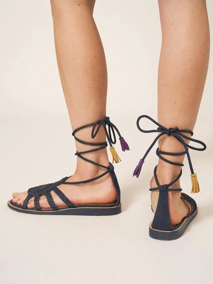 White Stuff SANDALS Plaited Leather Sandal Tie Leg Pure Black 8211 Women White Stuff SANDALS Plaited Leather Sandal Tie Leg Pure Black 8211 Women