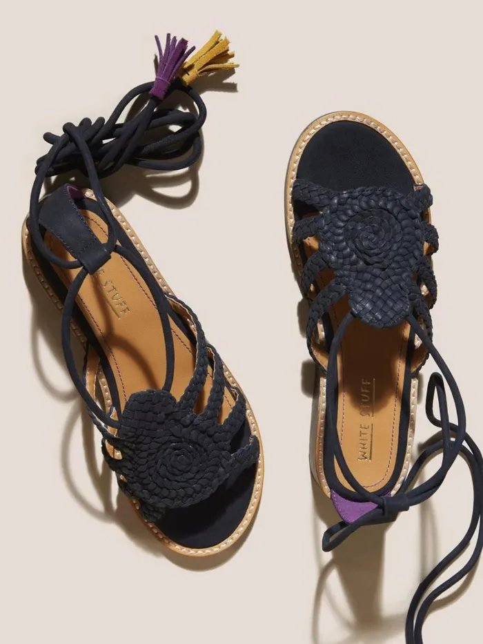 White Stuff SANDALS Plaited Leather Sandal Tie Leg Pure Black 8211 Women White Stuff SANDALS Plaited Leather Sandal Tie Leg Pure Black 8211 Women