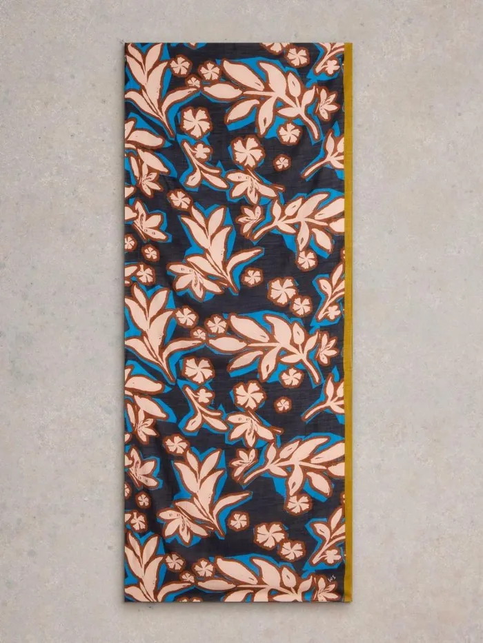 White Stuff SCARVES Abstract Leaf Print Scarf Blue Multi 8211 Women White Stuff SCARVES Abstract Leaf Print Scarf Blue Multi 8211 Women