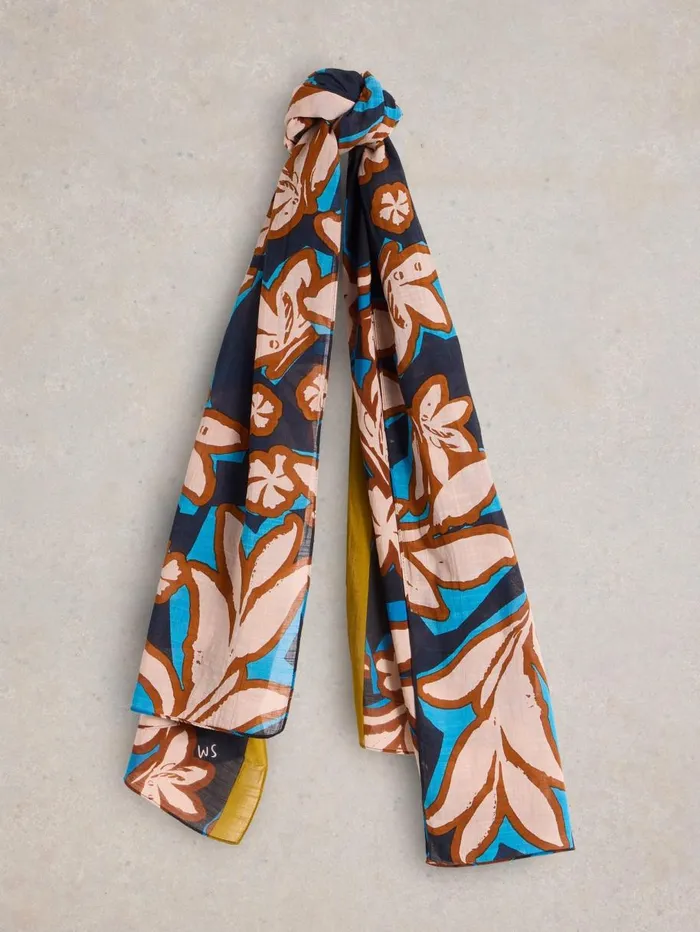 White Stuff SCARVES Abstract Leaf Print Scarf Blue Multi 8211 Women White Stuff SCARVES Abstract Leaf Print Scarf Blue Multi 8211 Women