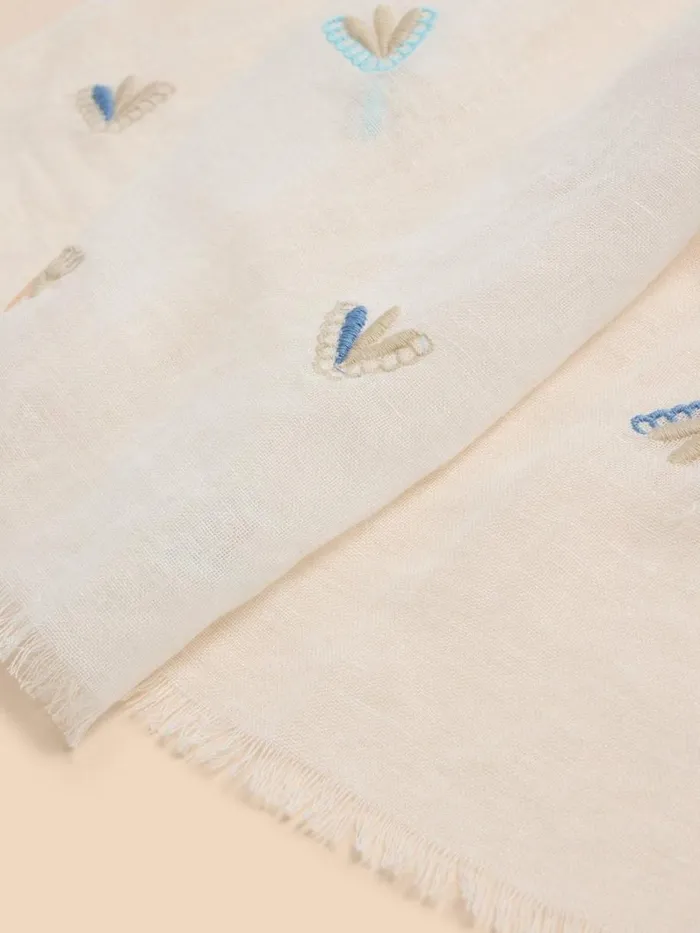 White Stuff SCARVES Embroidered Blend Scarf Ivory Multi 8211 Women