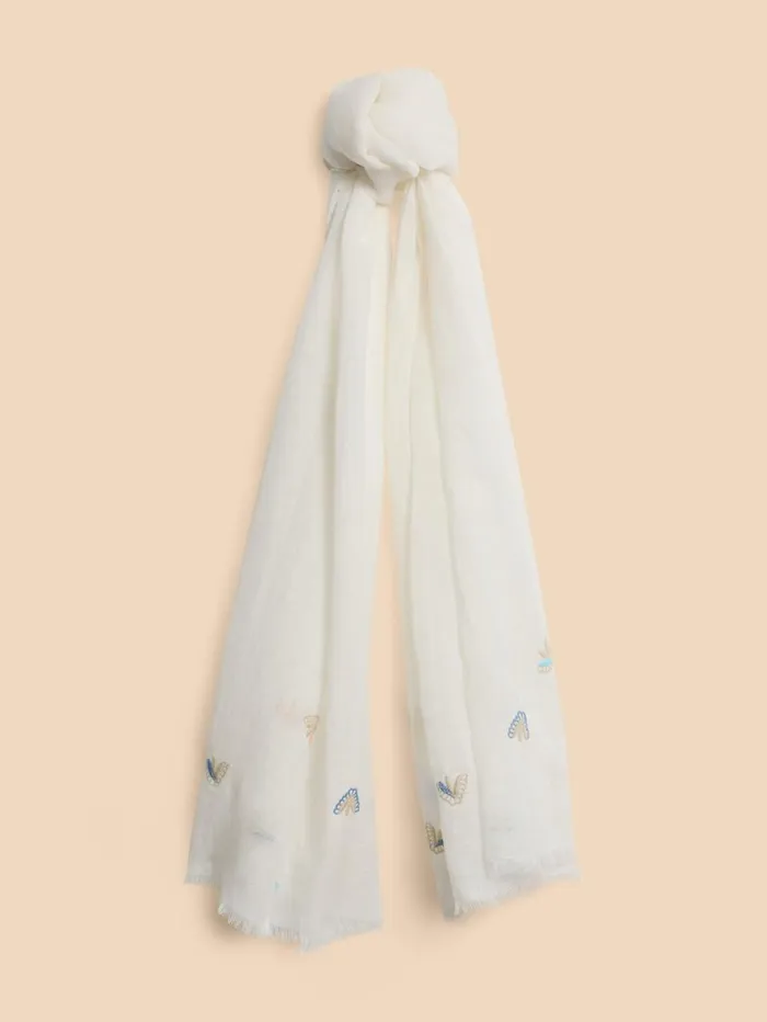 White Stuff SCARVES Embroidered Blend Scarf Ivory Multi 8211 Women White Stuff SCARVES Embroidered Blend Scarf Ivory Multi 8211 Women