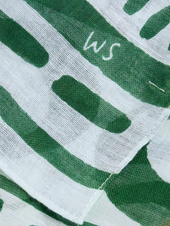 White Stuff SCARVES Organic Cotton Blend Scarf Green Multi 8211 Women
