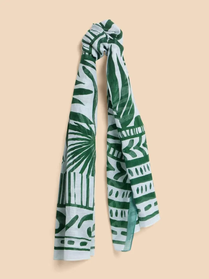 White Stuff SCARVES Organic Cotton Blend Scarf Green Multi 8211 Women White Stuff SCARVES Organic Cotton Blend Scarf Green Multi 8211 Women
