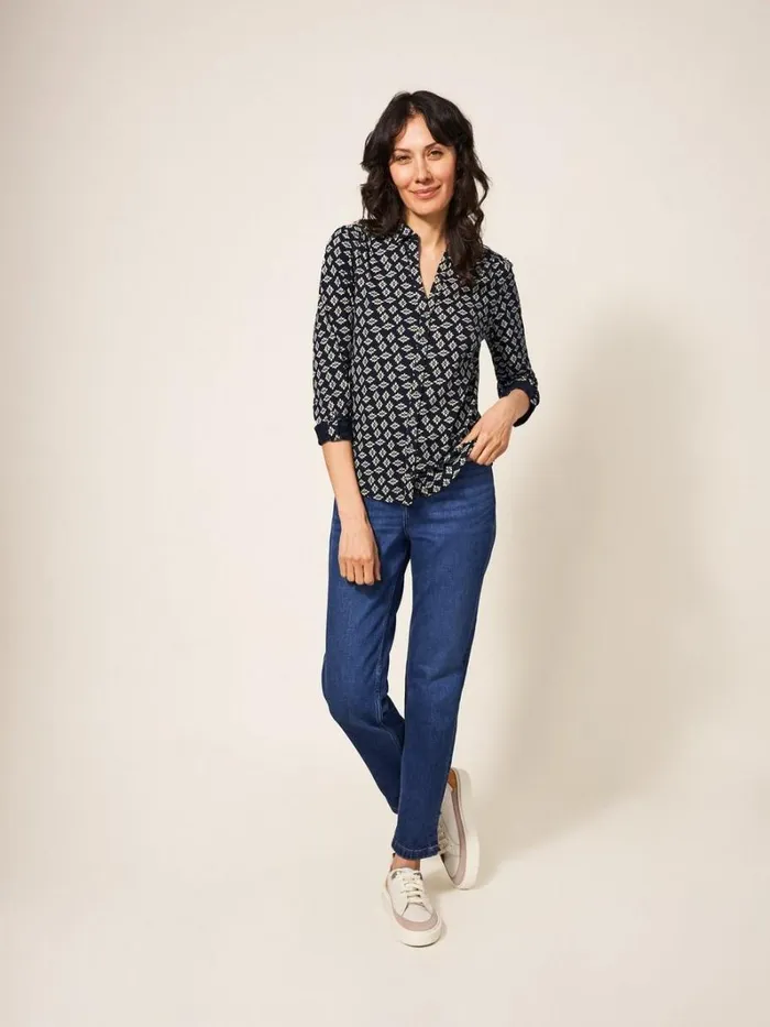 White Stuff SHIRTS and BLOUSES Annie Cotton Jersey Shirt Black Print 8211 Women White Stuff SHIRTS and BLOUSES Annie Cotton Jersey Shirt Black Print 8211 Women