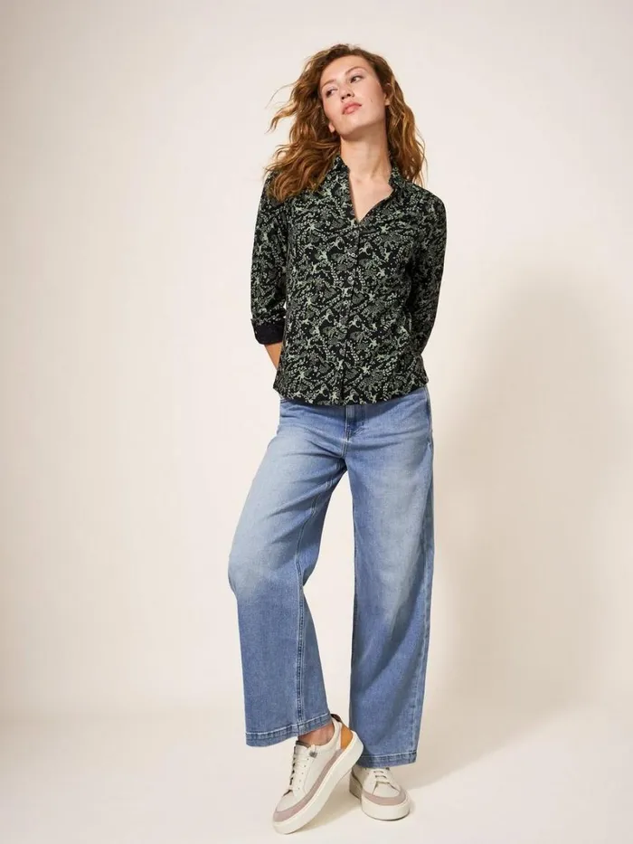 White Stuff SHIRTS and BLOUSES Annie Cotton Jersey Shirt Green Print 8211 Women White Stuff SHIRTS and BLOUSES Annie Cotton Jersey Shirt Green Print 8211 Women