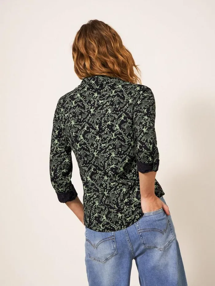White Stuff SHIRTS and BLOUSES Annie Cotton Jersey Shirt Green Print 8211 Women White Stuff SHIRTS and BLOUSES Annie Cotton Jersey Shirt Green Print 8211 Women