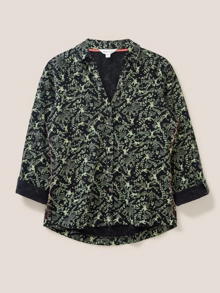White Stuff SHIRTS and BLOUSES Annie Cotton Jersey Shirt Green Print 8211 Women White Stuff SHIRTS and BLOUSES Annie Cotton Jersey Shirt Green Print 8211 Women