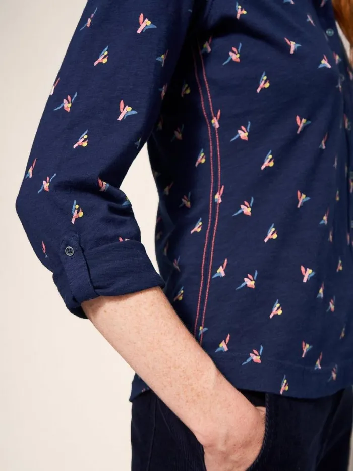 White Stuff SHIRTS and BLOUSES Annie Cotton Jersey Shirt Navy Print 8211 Women White Stuff SHIRTS and BLOUSES Annie Cotton Jersey Shirt Navy Print 8211 Women