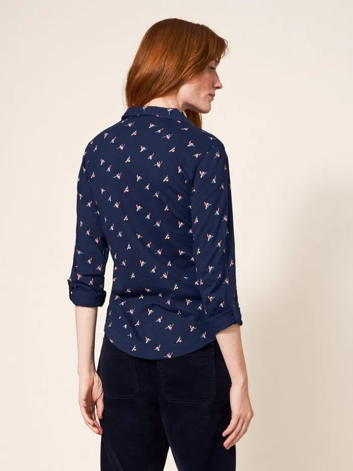 White Stuff SHIRTS and BLOUSES Annie Cotton Jersey Shirt Navy Print 8211 Women White Stuff SHIRTS and BLOUSES Annie Cotton Jersey Shirt Navy Print 8211 Women